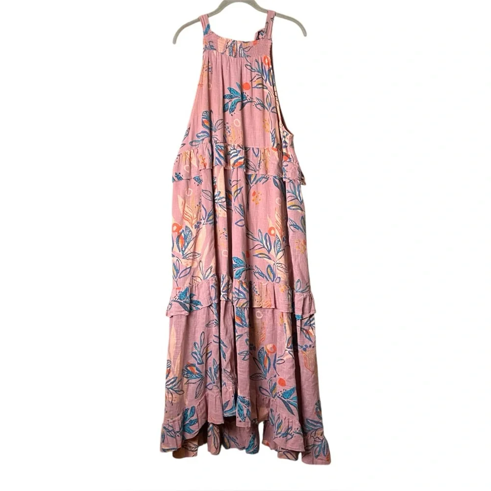 Free People Anita Tropical Printed Maxi Dress Womens Small Desert Rose Combo